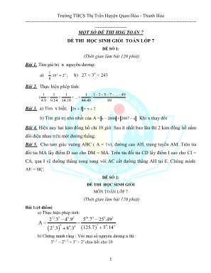 27 Đề thi học sinh giỏi Toán lớp 7 - Trường THCS Thị Trấn Huyện Quan Hóa - Thanh Hóa